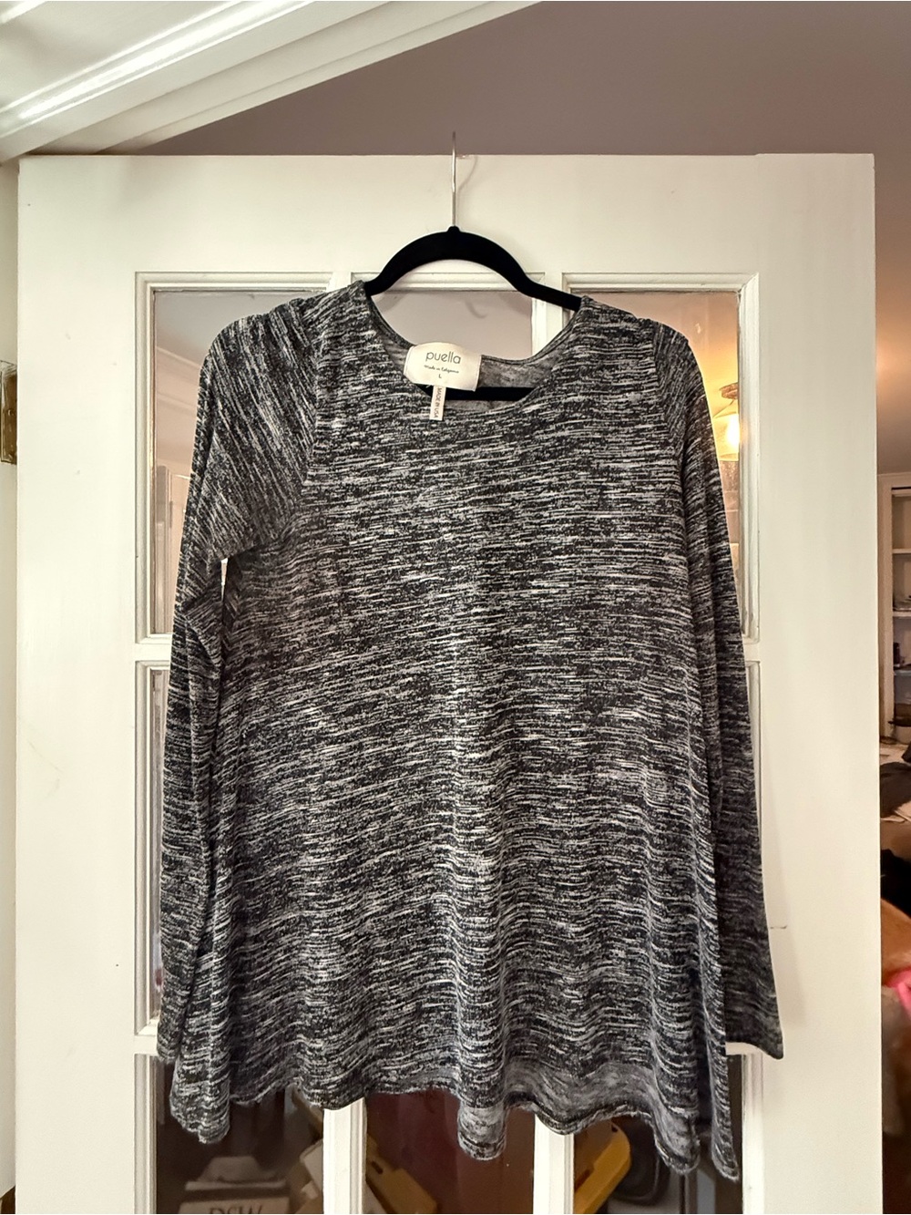 Ella Black & White Marled Scoop Neck Sweater